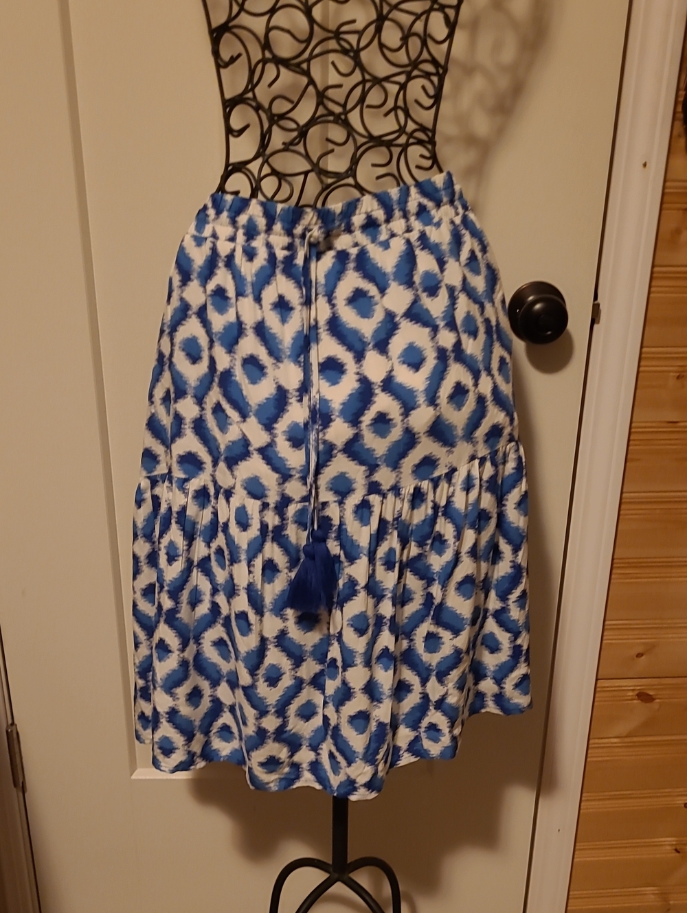 Knox Rose Blue and White Tiered Drawstring Skirt